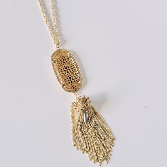 KENDRA SCOTT Rayne Long Gold Filigree Tassel Pendant Necklace - Picture 8 of 11